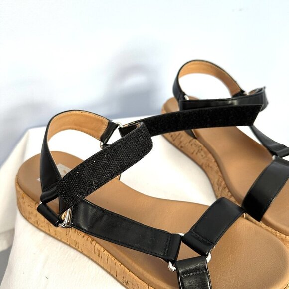 DV Dolce Vita Women’s Saedey Velcro Cork Platform Sandals 8 Black Adjustable - Picture 7 of 9